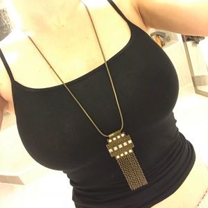 NEW long chain necklace with genuine crystals